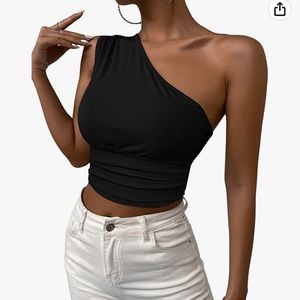 Black one shoulder tank